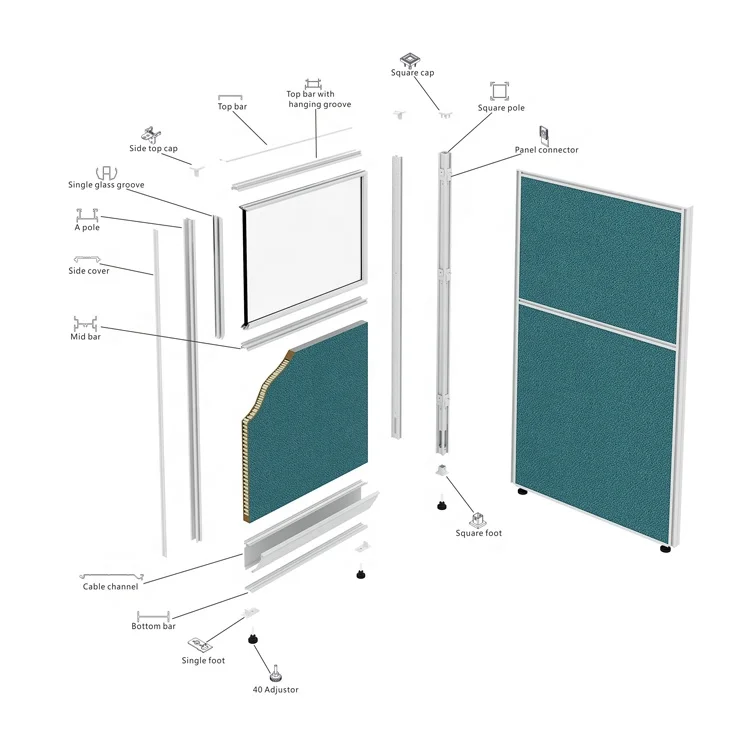 Modular office 4 workstation cubicle modern coworking desk call center office cubicles