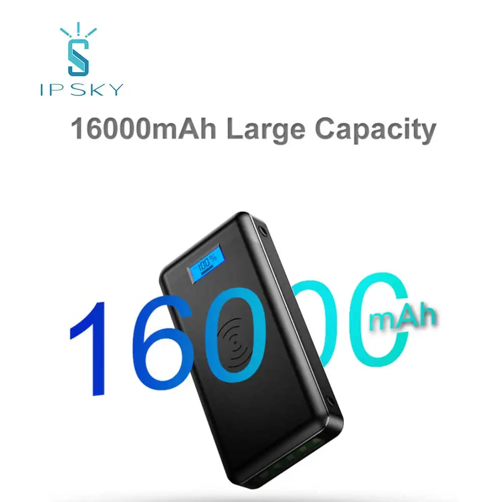 Qi Быстрое беспроводное зарядное устройство 20000 мАч Зарядное для путешествий двойной USB ЖК-дисплей светодиодный внешний аккумулятор мобильного телефона