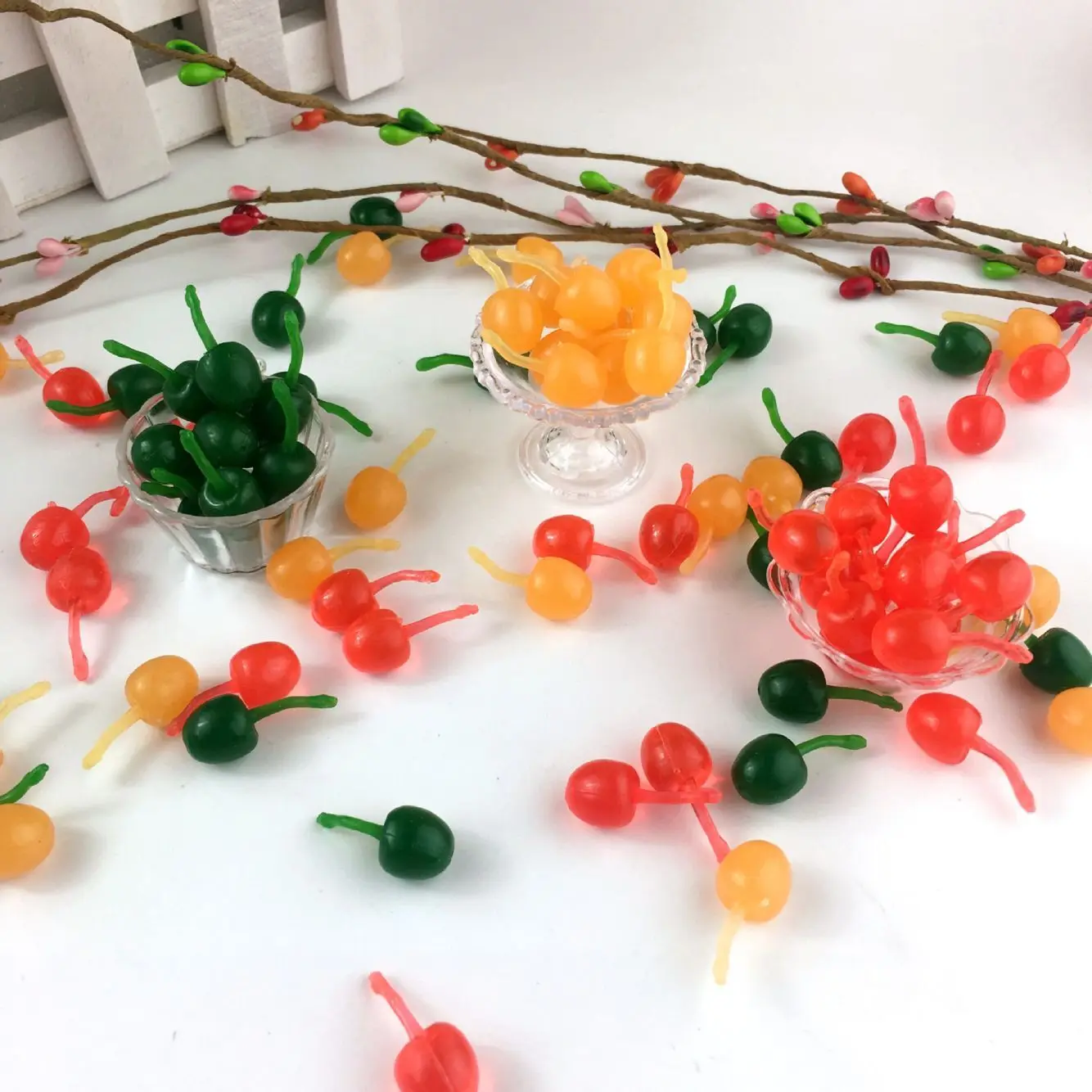 artificial  mini fruits fake cherries for decoration diy cake ice cream
