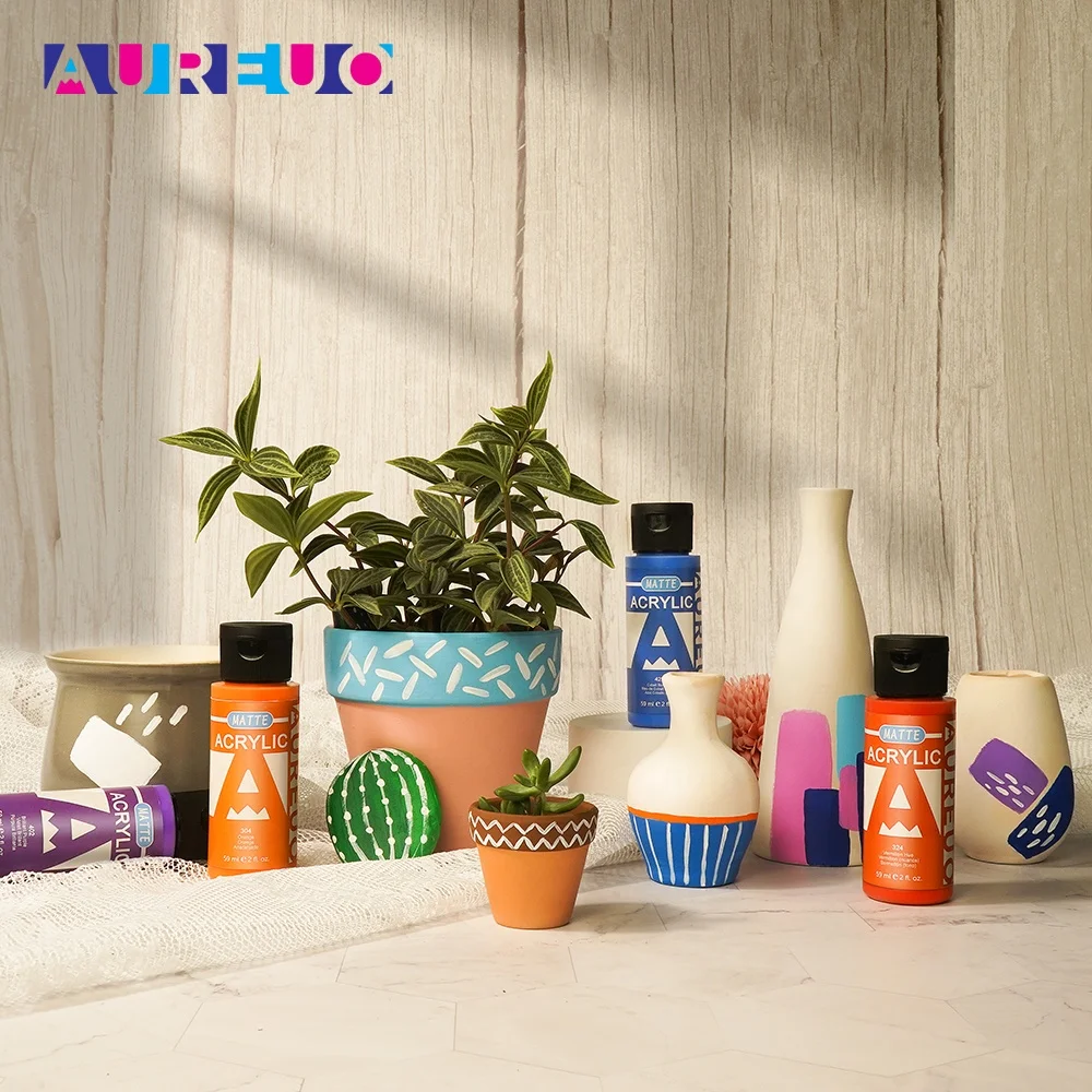 Phoenix 18 Colors 59ml Wood Styrofoam Plaster Terra Cotta Surface Painting Matt Acrylic Paints Set