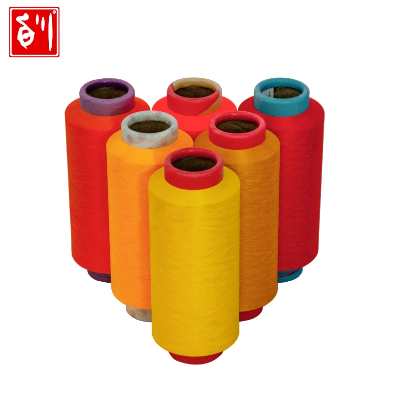 Baichuan RPET recycled filament DTY dope dyed polyester color yarn