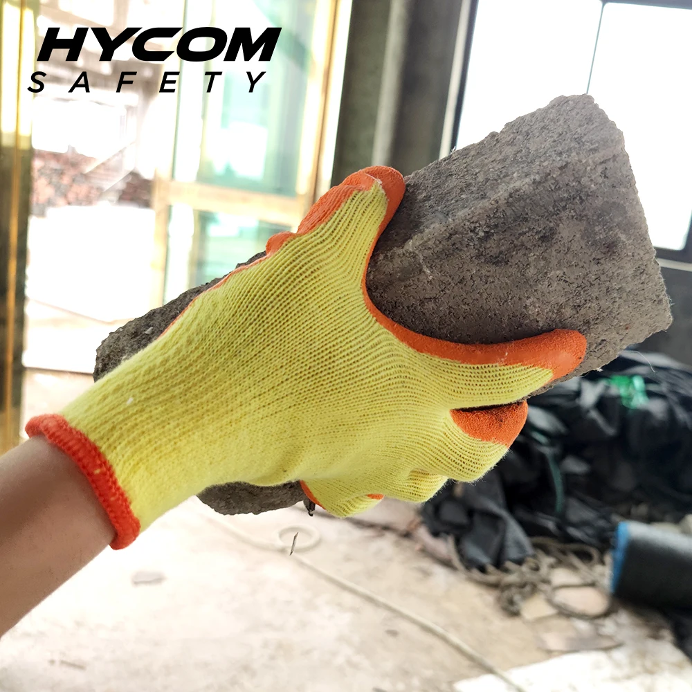 C10L latex coated cotton anti slip gloves for glass handling