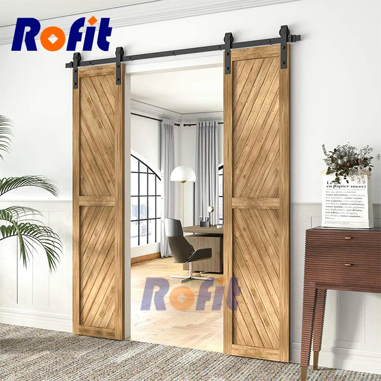 Sliding push pull Bedroom kitchen solid wood barn doorbarn door and hardware kit