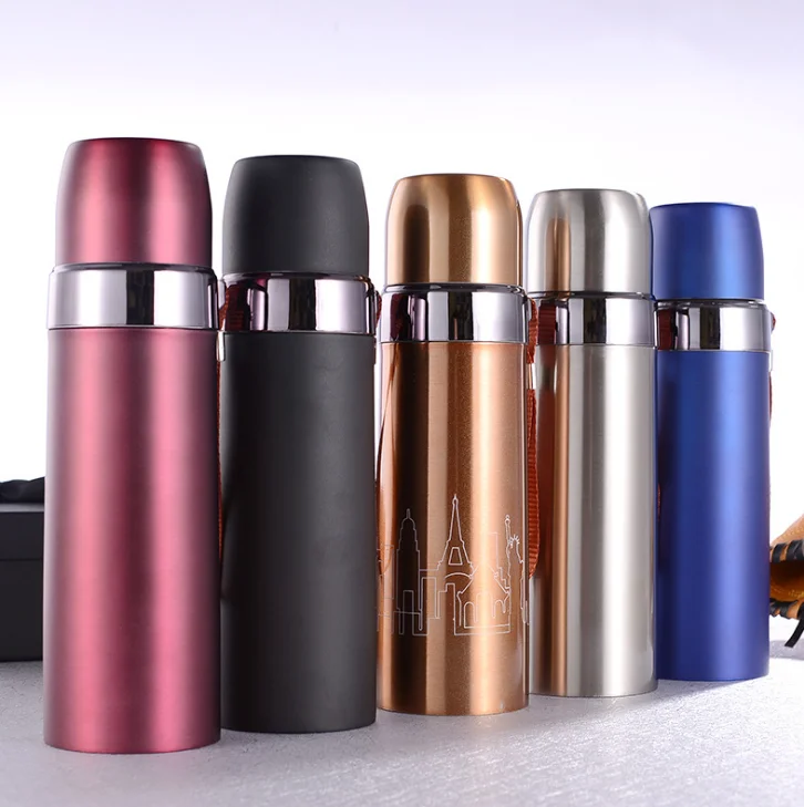 Promotional gift item round bottom insulated double wall 500ml  18 8 stainless steel bullet flask portable vacuum water bottle