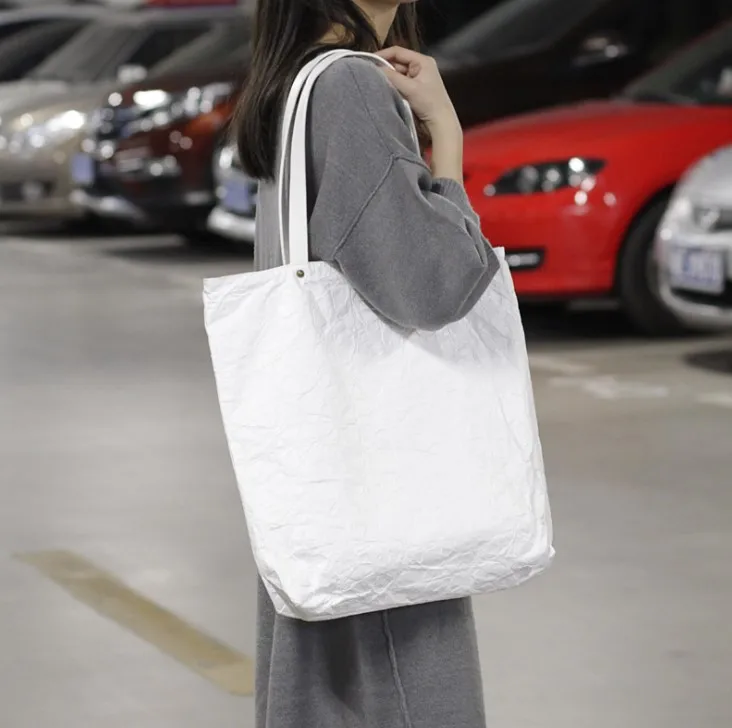 
Custom Durable Waterproof Reusable Washable Brown Tote Paper Beach Tyvek Shopping Bag 