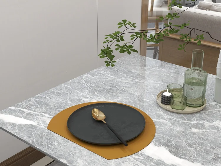 OEM Custom Sublimation Eco-friendly Oval Table Top Mat Recycled Leather Placemats And Coaster Heat Insulation Placemats