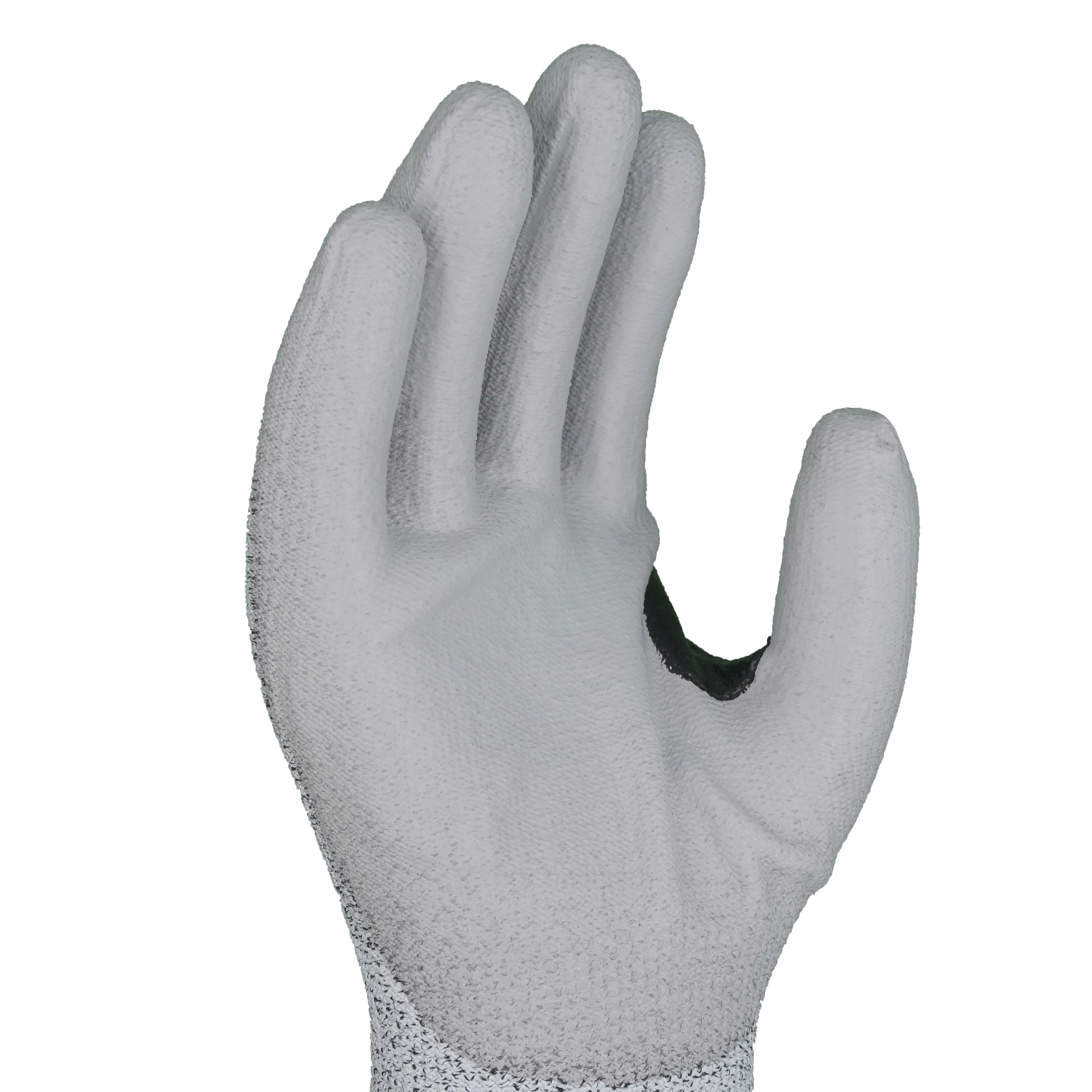 SKYEE custom gery pu coated hppe knit wrist level 5 cut resistant anti stab work safety construction gloves for woodcutter