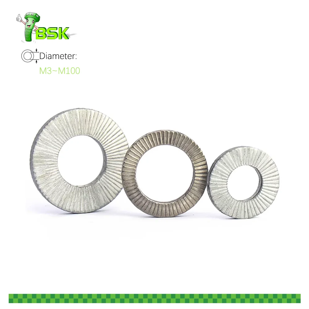 DIN 25201 size M3 to M100 Extreme Vibration Resistant Wedge Lock Washers double stack self-locking anti-loose washers