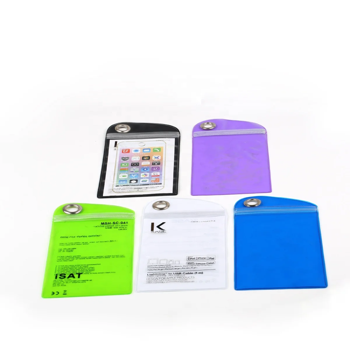 Custom pvc  black cell phone cover polythene packaging zip water proof bags for phone accessories electronic product