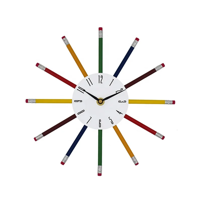 creative Colorful Pen wall Clock 3D Art Wall Clocks Wholesale From China
