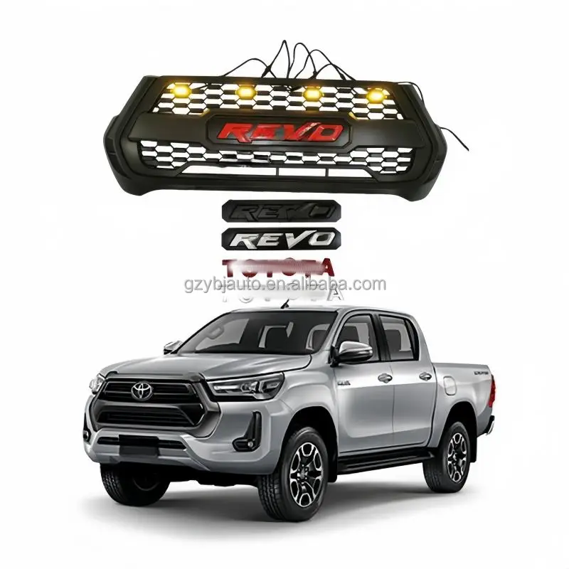 Аксессуары для автомобиля YBJ Передняя решетка HILUX Revo 2021 ABS передняя со светодиодным светом ROCCO бампер
