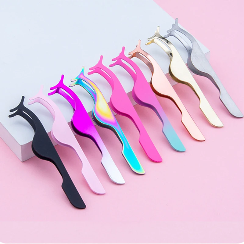 Private label stainless steel eyelash eyebrow scissors and private label eyelash tweezers for false eyelash