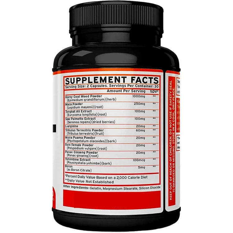 Maca Root Ginseng Yohimbine Tribulus L-Arginine 60 Count Horny Goat Weed For Men and Women