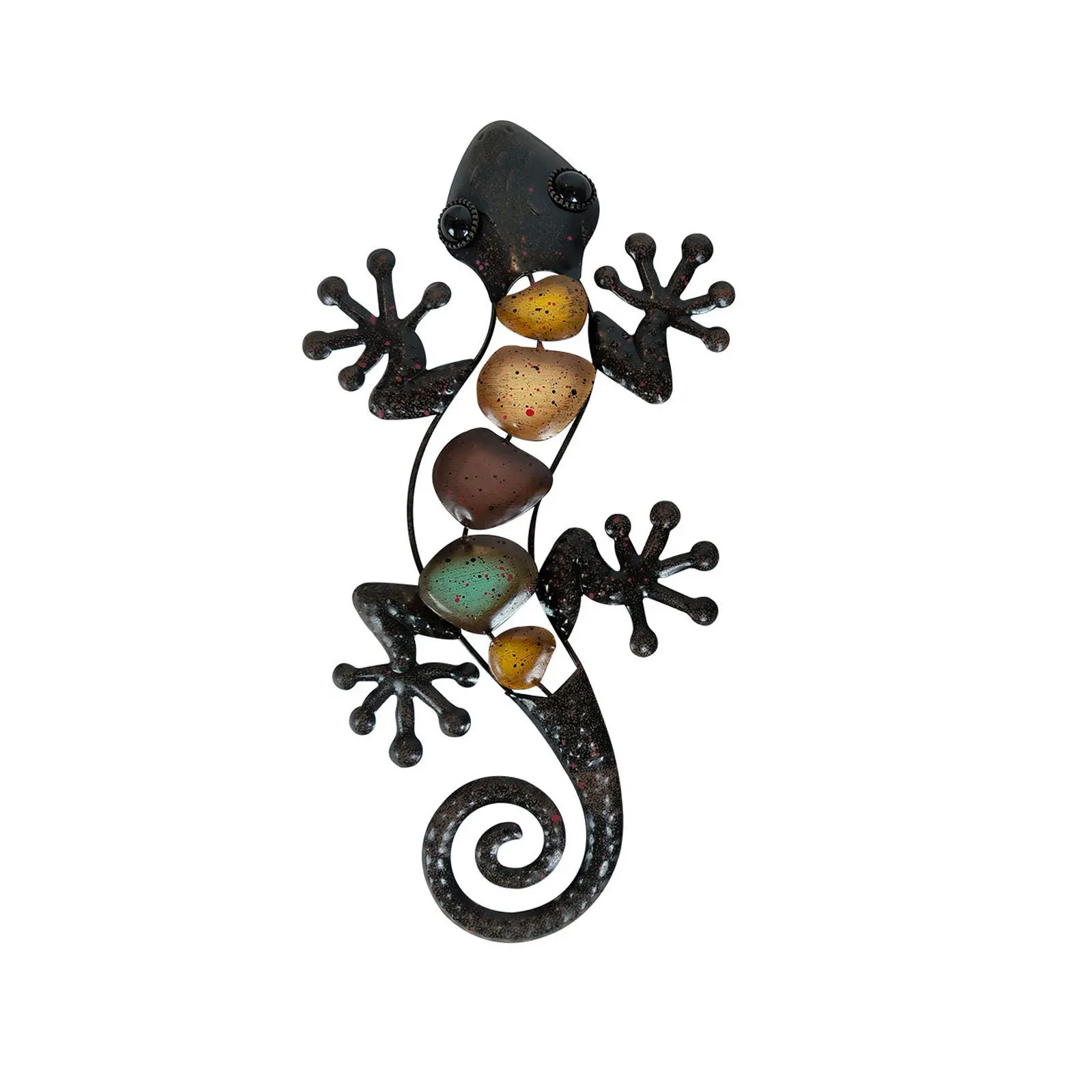 YJL Minimalist Colorful Gecko Lizard Metal Wall Decor Living Room Bedroom Metal Arts Wall Arts Metal Wall Art