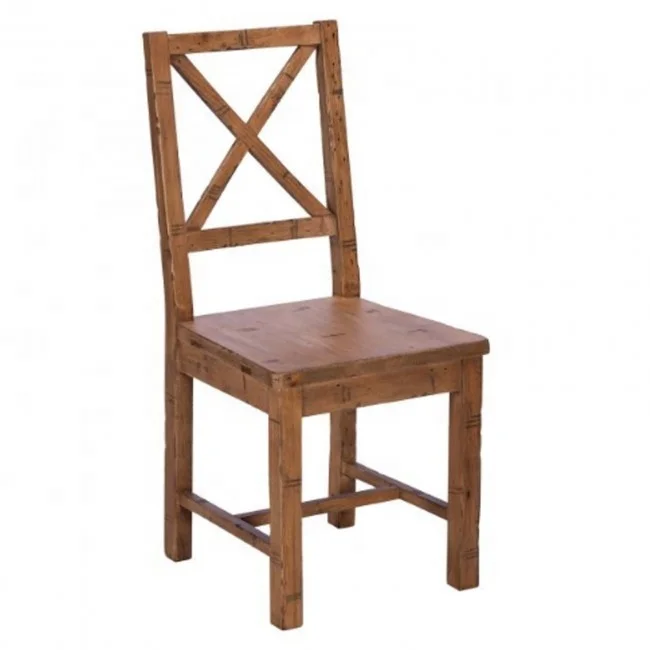
 Деревенский промышленный обеденный стул из твердой древесины с перекрестной спинкой  