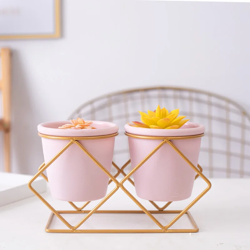 Home Wedding Decoration Metal Decorative Flower Pot Holders with Round Plants Pot