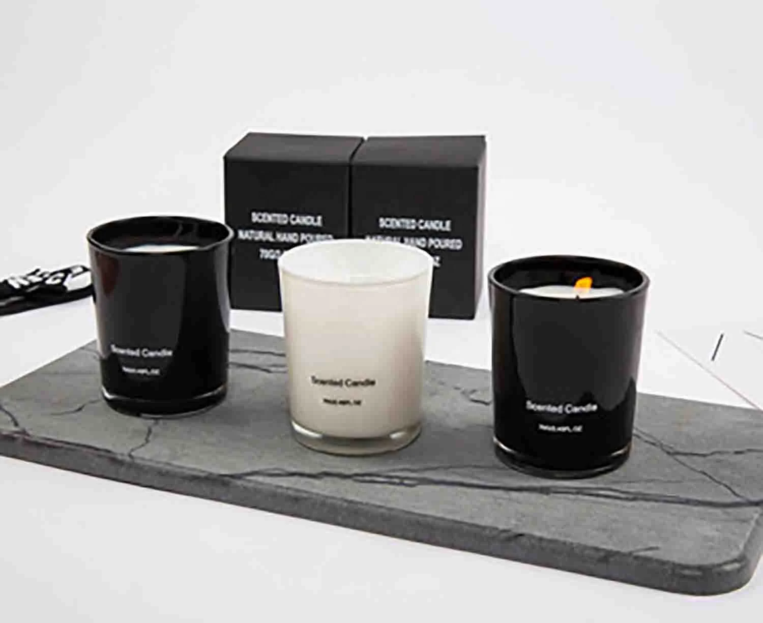 Black and white candle cup smokeless soybean wax incense to fragrance essential oil candle DIY luxury gift