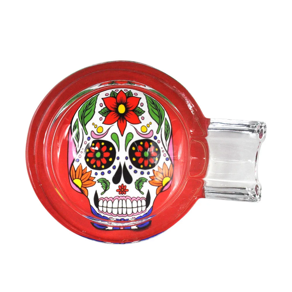 New Premium Quality Glass Ghost printing Ashtray Smoking Accessories Cigar Ashtray Round Ashtray For Indoor
