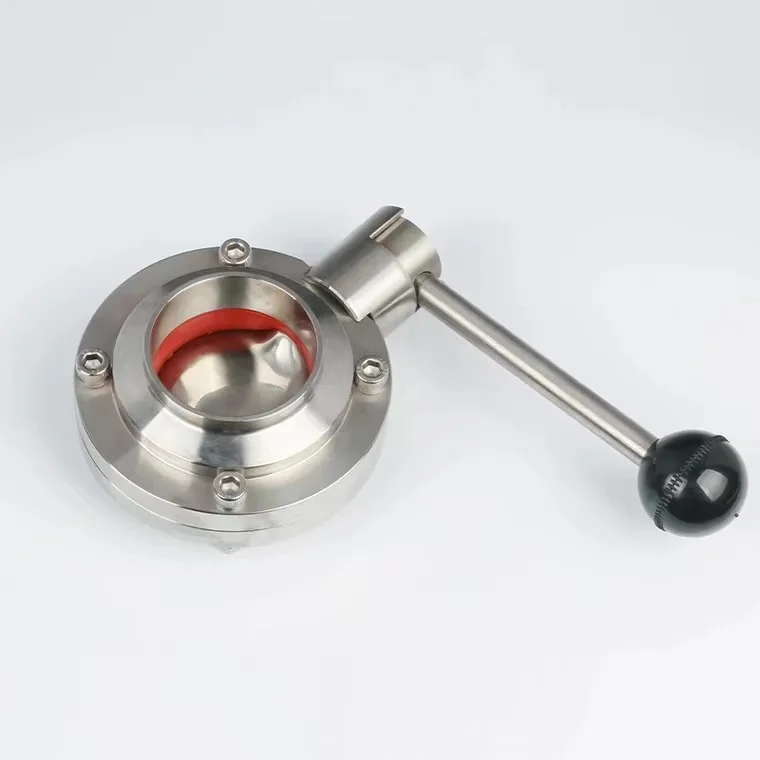 Гигиенический сварной ручной клапан-бабочка из нержавеющей стали 304 316 для молочных