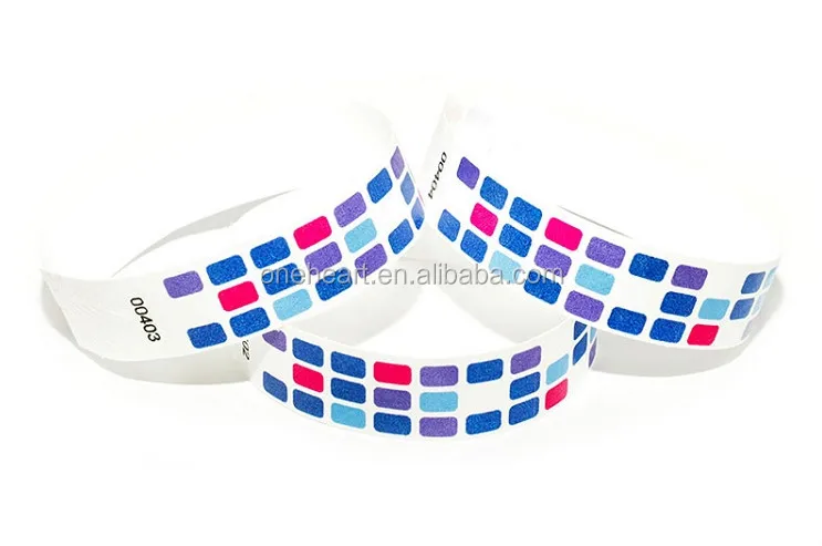 Water Proof Disposable Tyvek Printable Paper Tickets wristbands ID wristband For Party and Sports Events