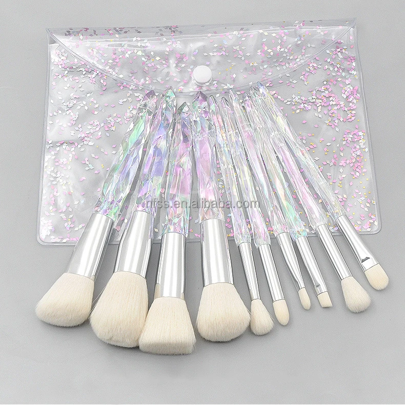 Wholesale Price Luxury Vegan Natural Hair Uk Trendy Bash 10Pcs Pink Eyes Eyeshadow Cosmetic Makeup Brush Set Custom Packaging Ba