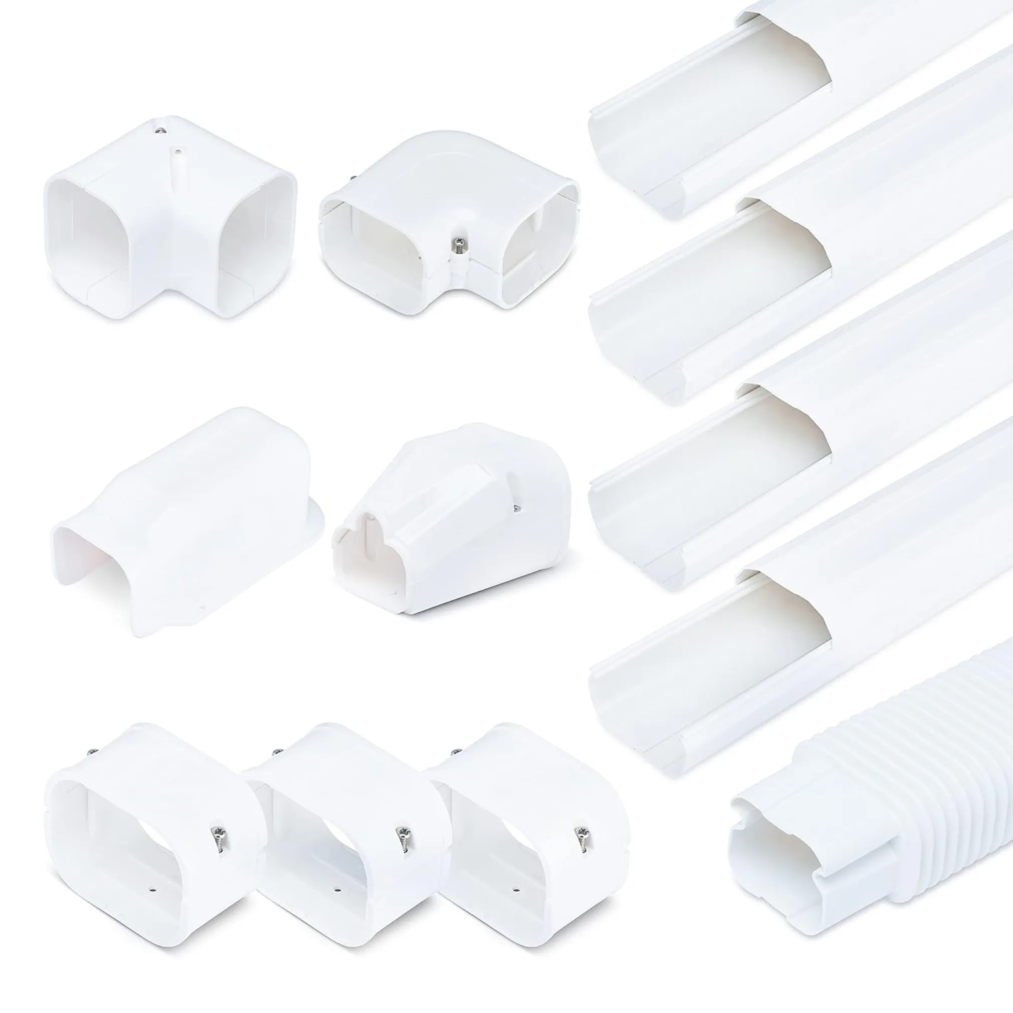 Mini Split White Line Set Cover Decorative PVC AC Line Cover Kit for Heat Pump System and Central AC