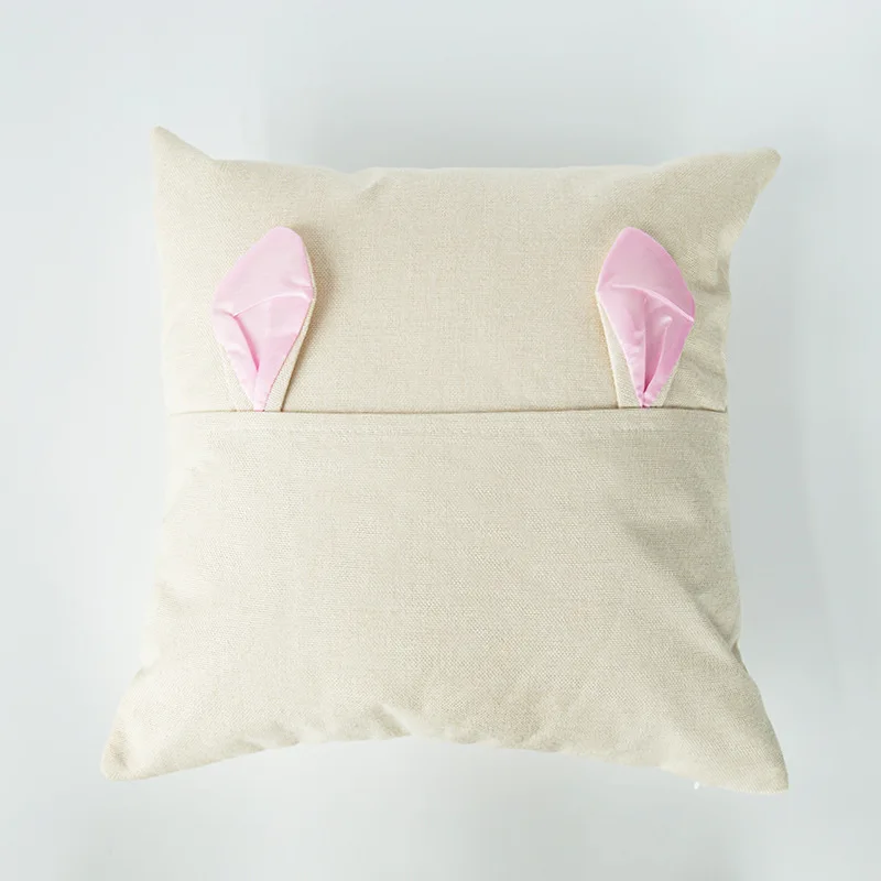 Wholesale customized design White Line Easter Sublimation Blank Printed Pillowcase with Bunny Ear