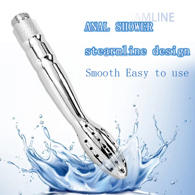 Alloy Anal Douche Vaginal Sex Toys for Women and Men Porous Water Spray Anal Shower with Metal Butt Plug Juguetes Sexuales