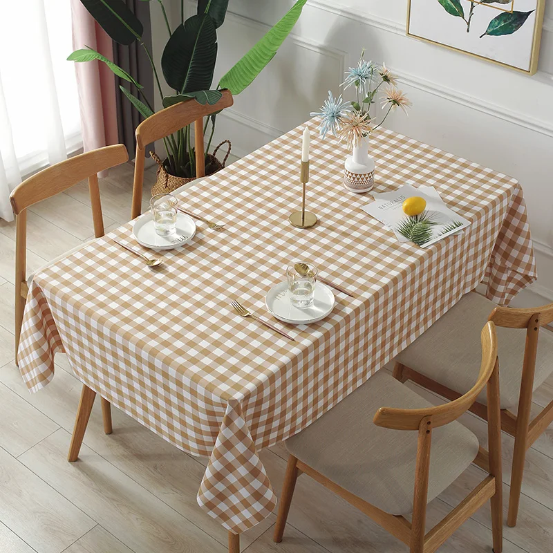 Thick Vinyl Tablecloth Waterproof Plastic PVC Rectangular Table cloth for Dining Table Pattern Grid