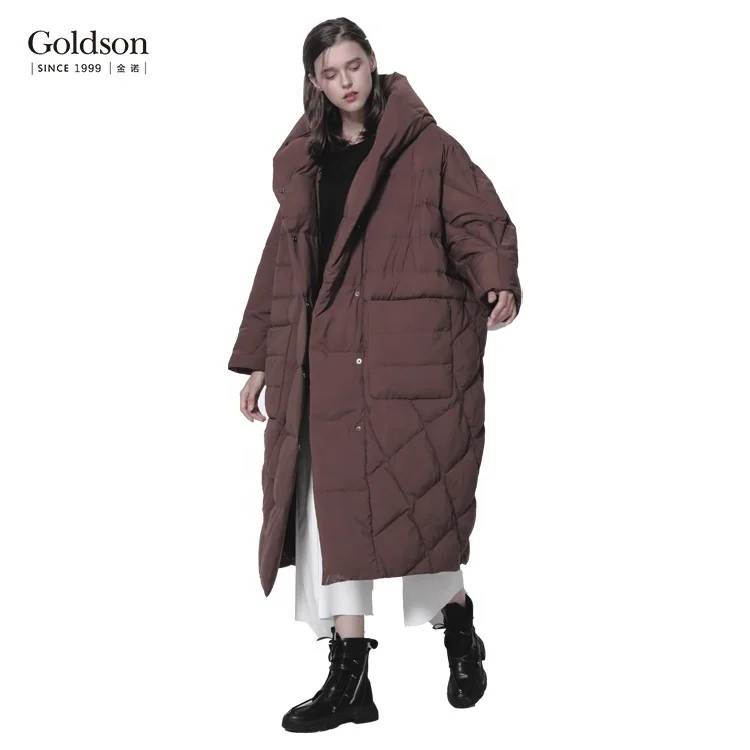 Custom Fashion Wholesale Oversize Black Color Outdoor Hood Winter Long Down Women Jacket
