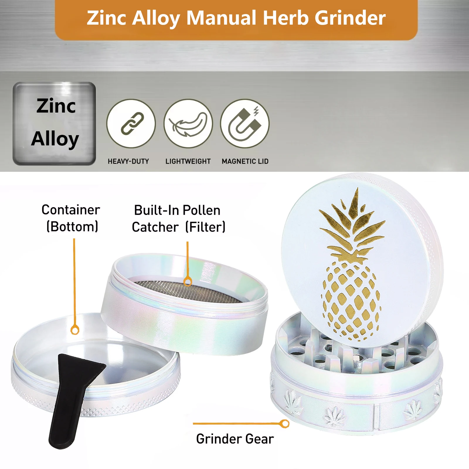 CUCI Wholesale OEM Zinc Alloy Tobacco Grinder 4 Layers 40MM 50MM Metal Herb Grinder Machine for Smoking Shop