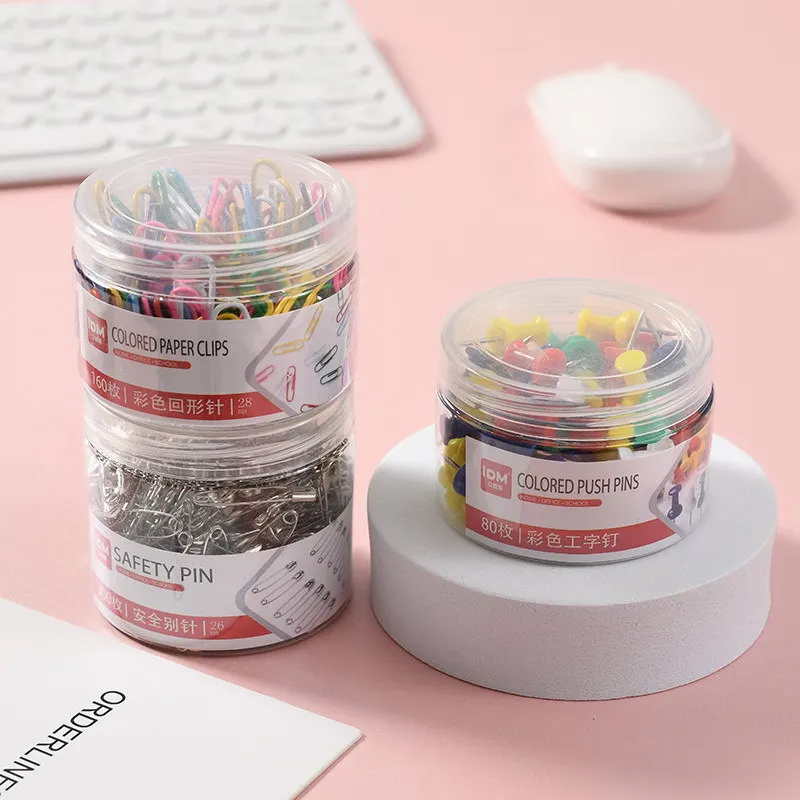 Office Wholesales Colored Paper Clips Thumb Tacks Push Safety Pin