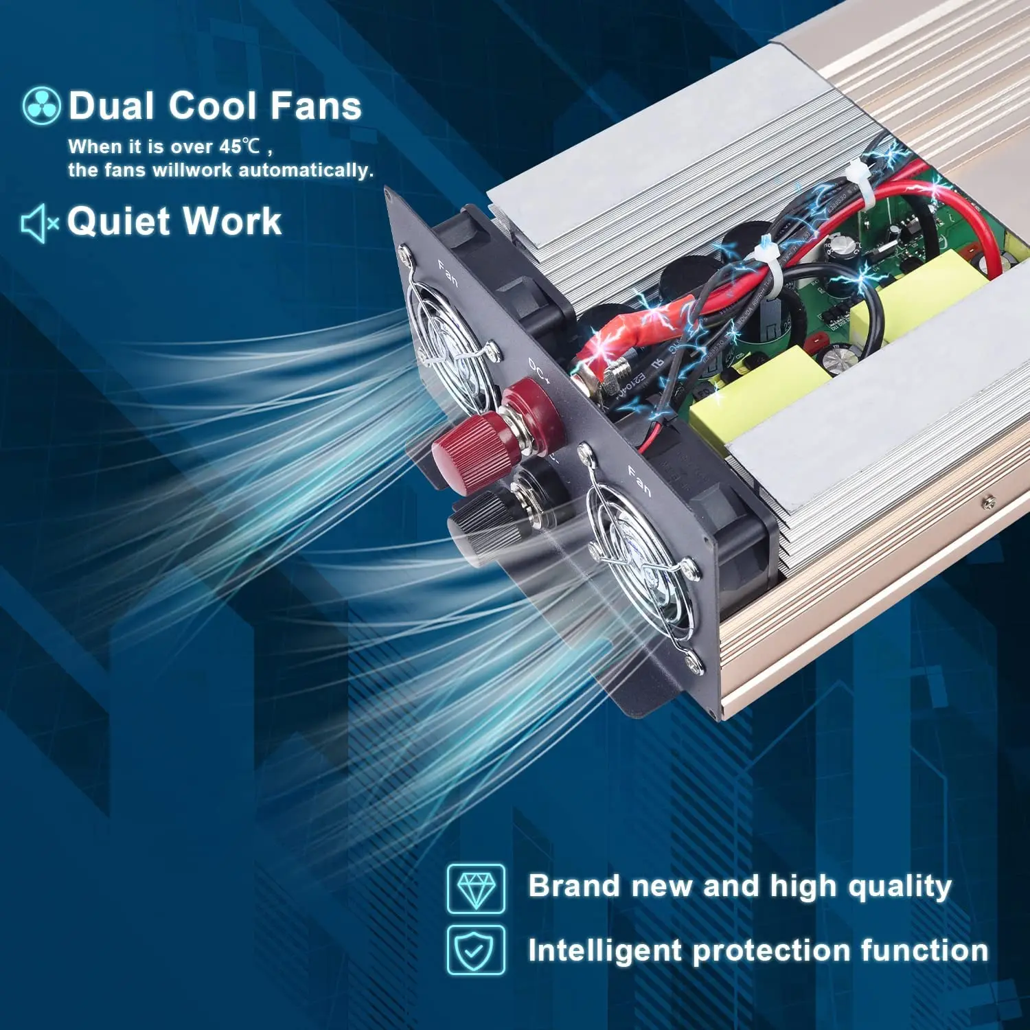 Заводская цена, автономный автомобильный инвертор постоянного тока в переменный 5 кВт, чистый синусоидальный инвертор с ЖК-дисплеем