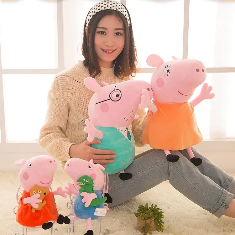 Cartoon Peppas Pig George Plush Toy Dad Mom Granny Grandpa Pig Stuffed Animal Doll Room Decoration Pillow Boys Kids Toy Gift