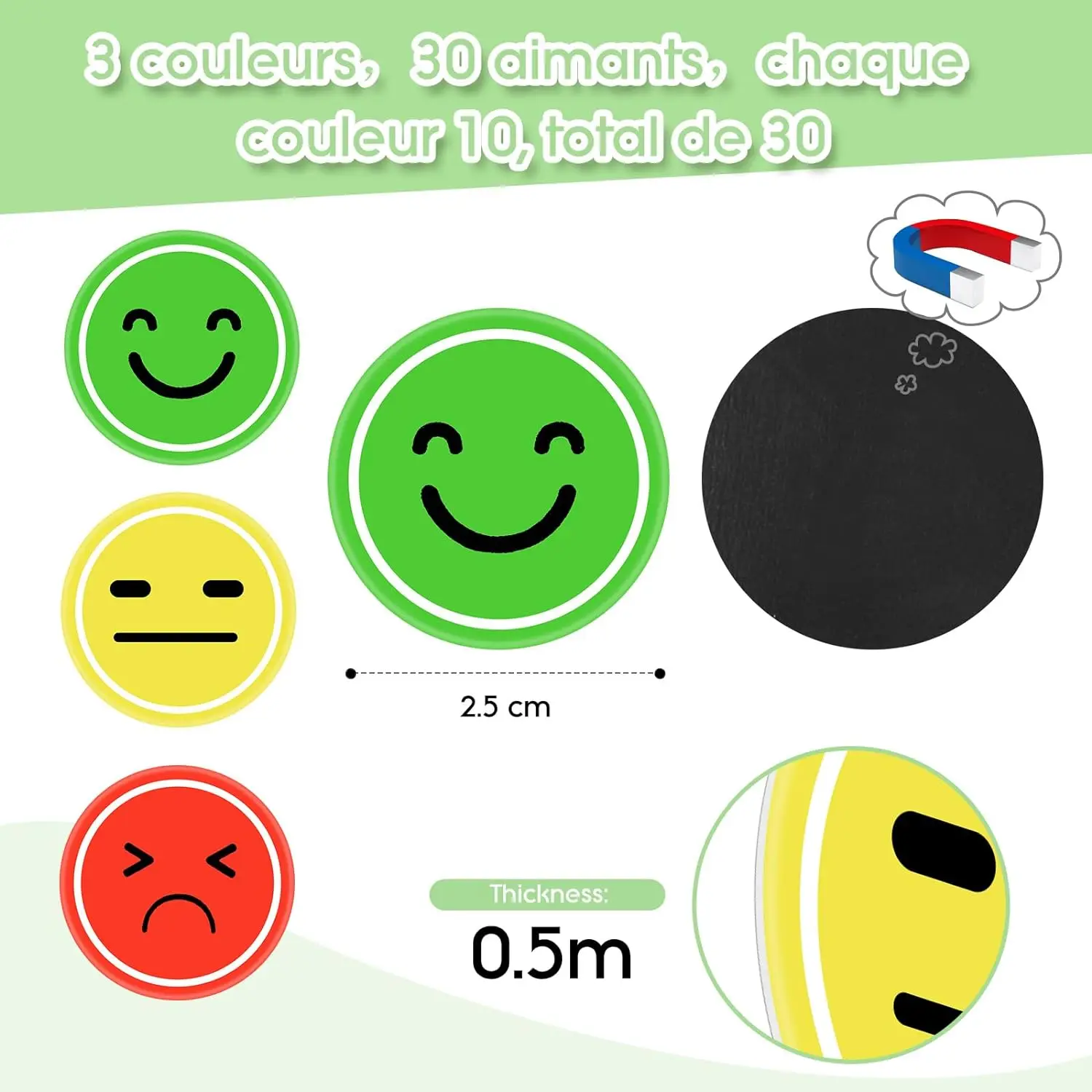 2024 Hot Sale Smiley Face Magnets Die Cut round Plastic Rubber Logo for Whiteboard Fridge Kitchen Home Souvenir Gifts Factory
