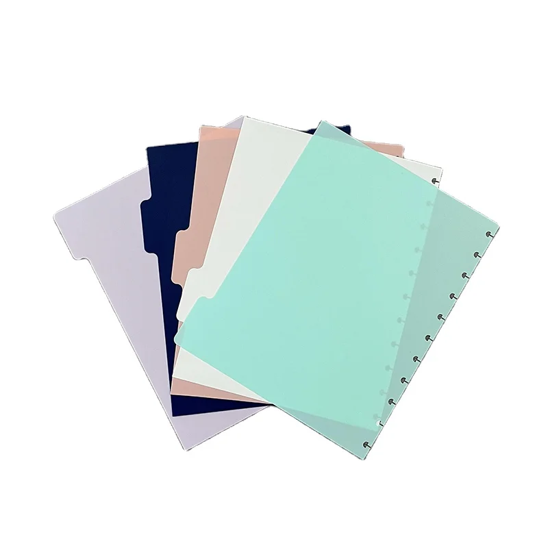 High Quality Plastic Index Dividers Index Pages Color PP Planner Divider With Mushroom Hole 5 Sheets/Set Support OEM/ODM