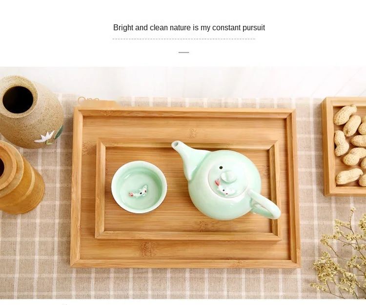 hot sale Wooden Bamboo Circle Tray for Coffee Table Food Ottoman,  Round Square Nature Bamboo Wooden Serving Decorative Tray