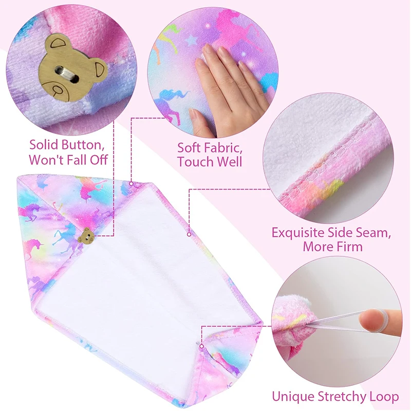 Quick delivery hot selling microfiber kids cute print Rainbow horse dry hair wrap towel