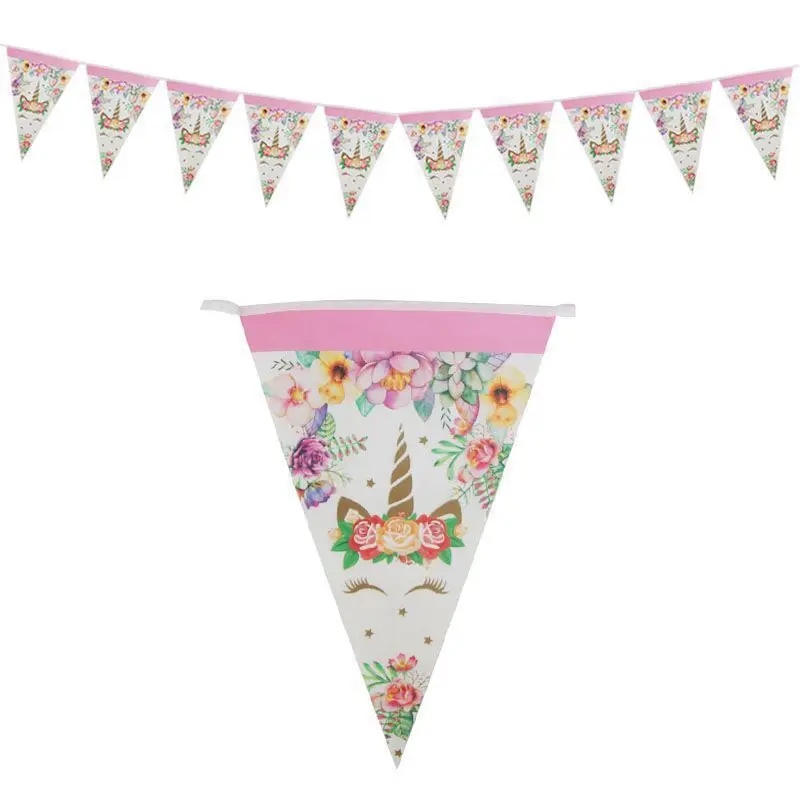 Factory  selling birthday party supplies double side printing 19*28cm paper Pennants, Triangles FLAGS ,  Party banners