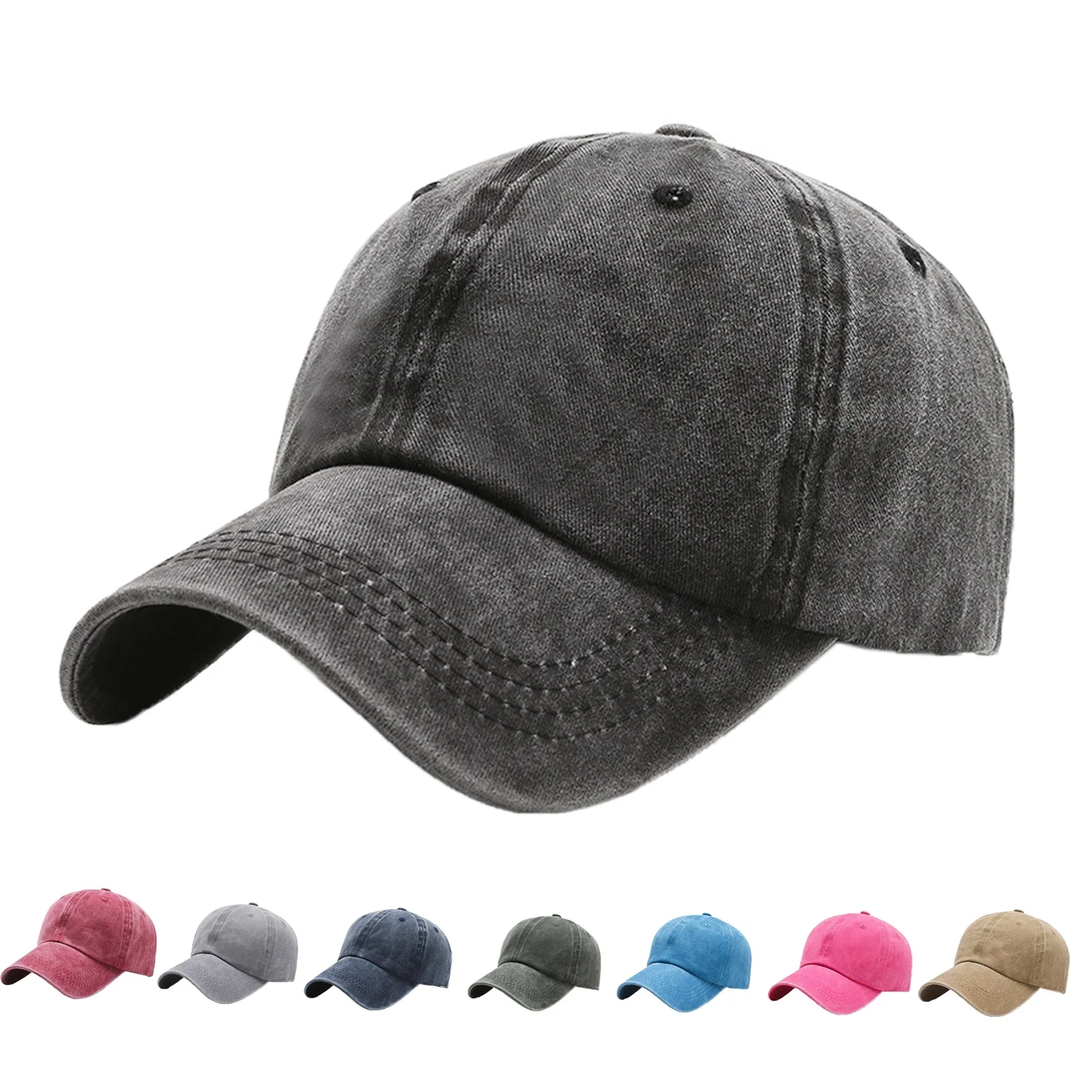 Wholesale Cheap Multicolor Blank Custom Logo 6 Panel Cotton Washed Running Sports Baseball Caps