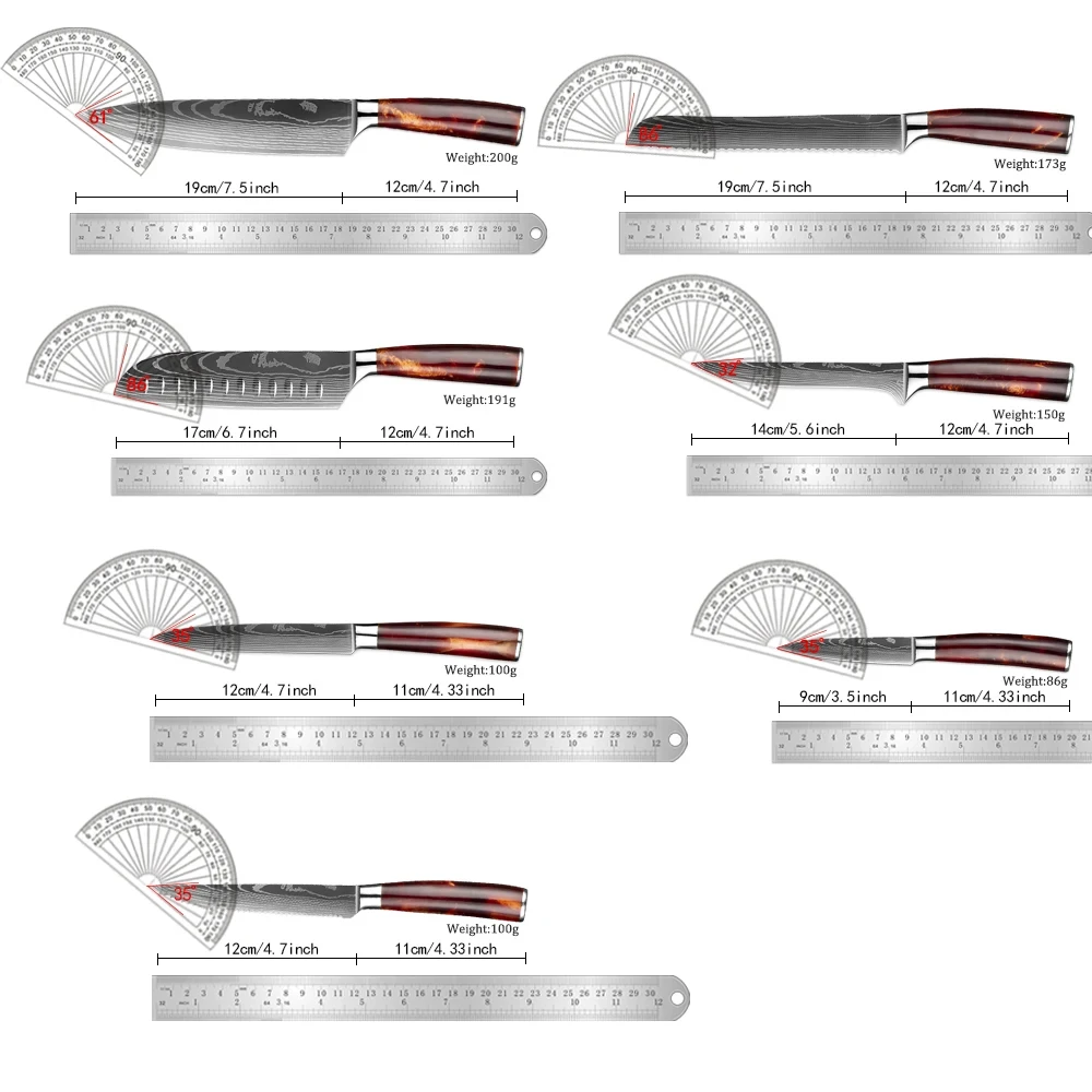 Knife Set 15-Piece Kitchen Knife Set With Wooden Block Laser Damascus Pattern Steel Pro Chef Knife With Scissor Sharpening Rod