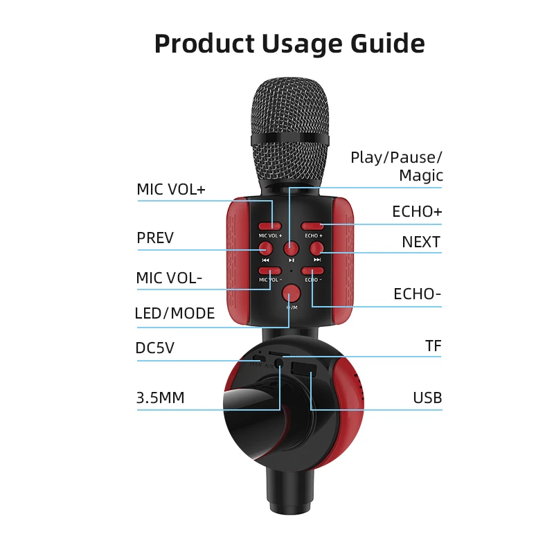 V20 music function funny karaoke game collection small battery toy promotional For fun gift microphone