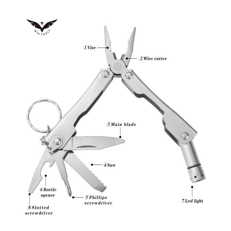 Foldable Pocket Multi Tool Combination Hardware Tool Multi Purpose Folding Plier Tool With 600D Nylon Pouch