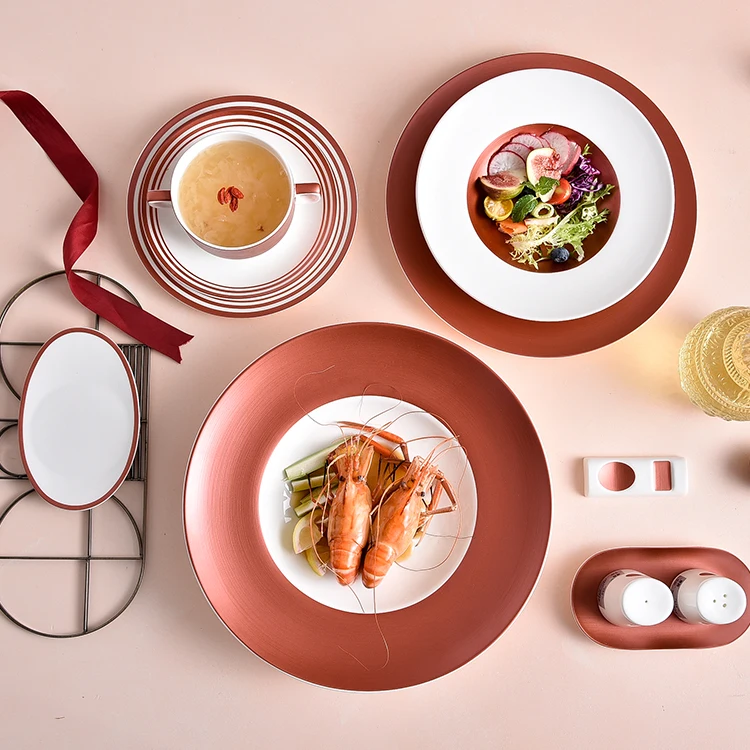 China bone china dinnerware manufacture porcelain dessert plates Circular restaurant colorful bone China plates