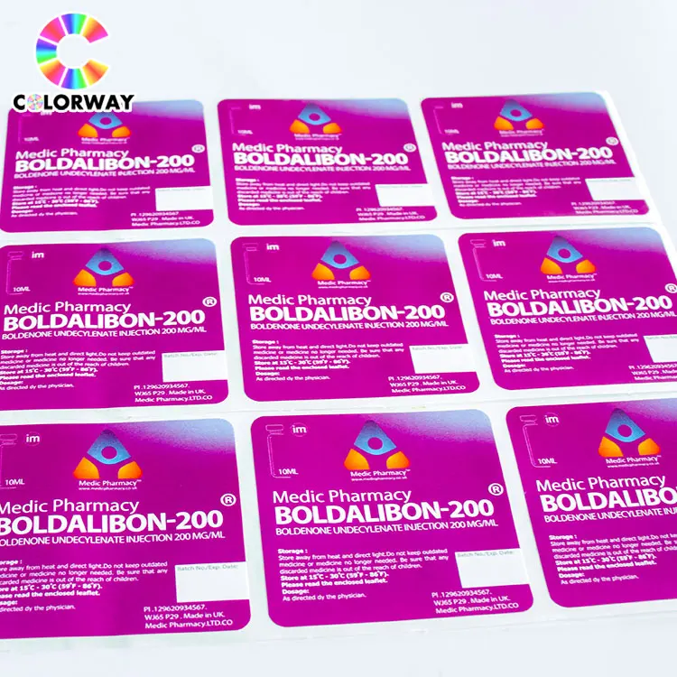 free design stamping red foil holographic 10ml vial label printing