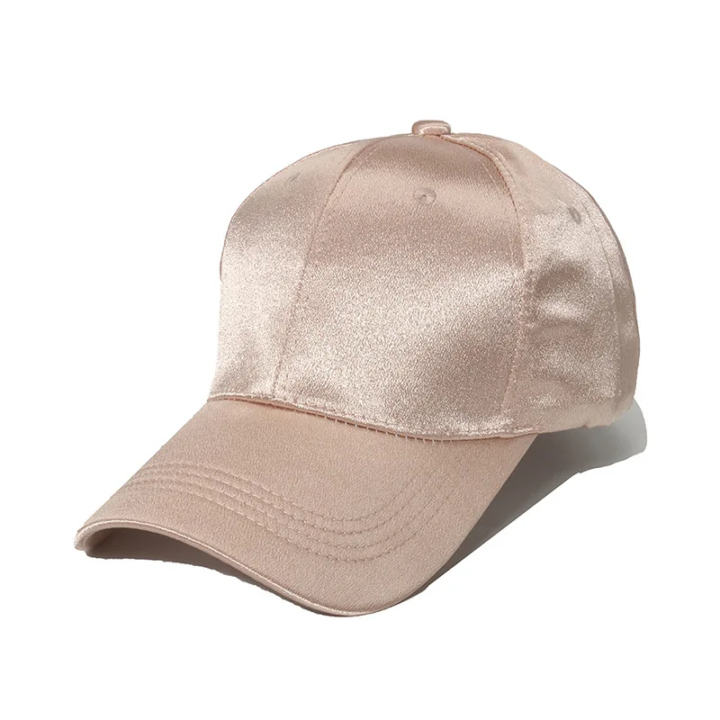 Fuchs Custom Silk Satin fabric Hat Solid Color Embroidery Baseball Cap