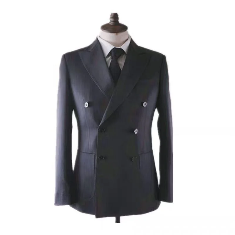 Последний MTM сделано для измерения мужские костюмы Индивидуальные темно-синий свадебный костюм жениха ручной работы формальные деловые мужские костюмы