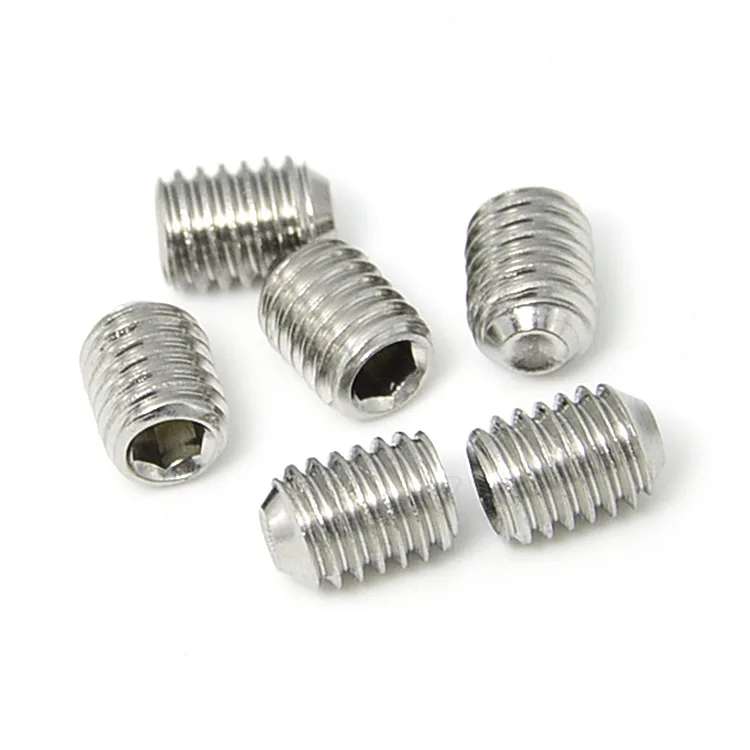 Hot sale 1/4-20 3/8-16 m3 m4 DIN916 stainless steel Brass Copper zinc hex socket Slotted Flat Point Grub Set Screw