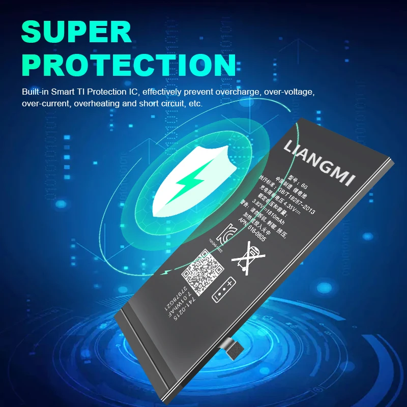 Factory Wholesale 1810mah Mobile Phone Battery for Iphone 4S 5S 6 6S 7 8 X Xmax 1111Pro Batteries