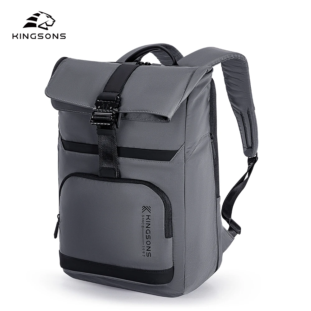 Leisure black/grey laptop backpack with high quality buckle waterproof 15.6 inch laptop backpack for men custom logo travel bags